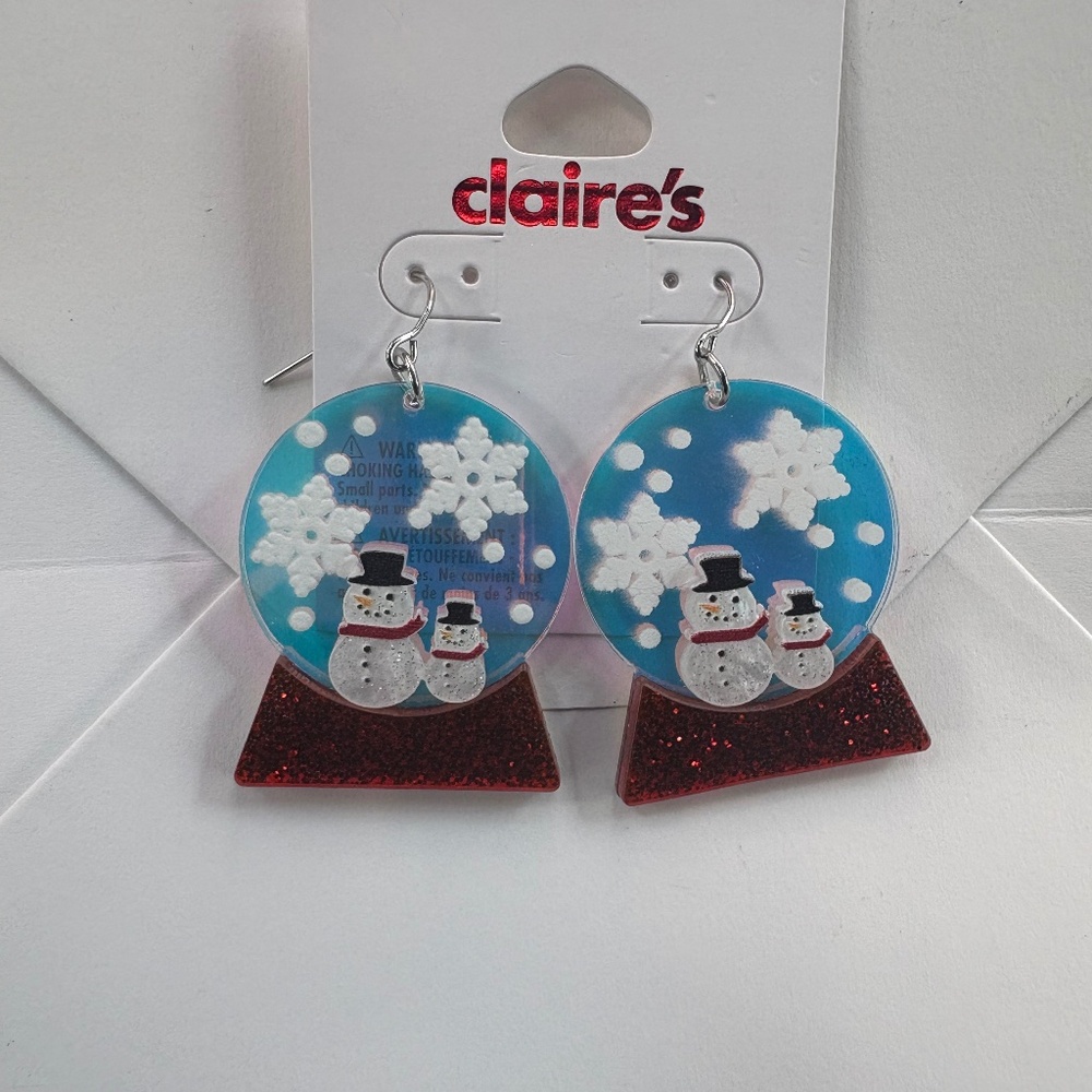 Hanging snow globe Christmas earrings